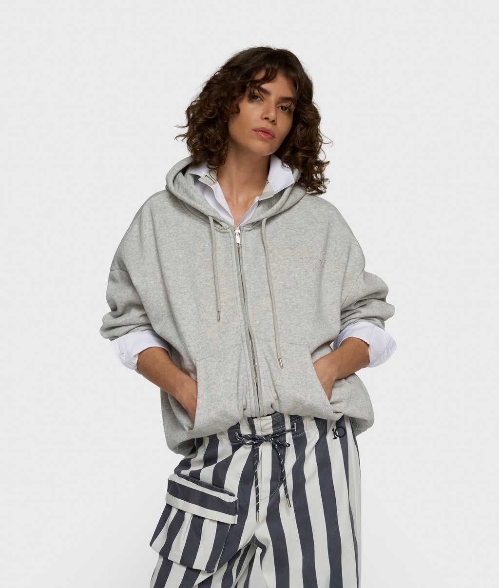 Zip Cardigan Light Grey Melee