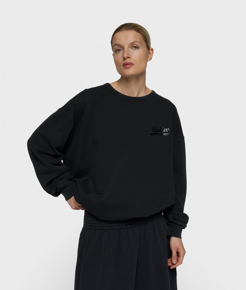 Statement Sweater Believe Dark Charcoal