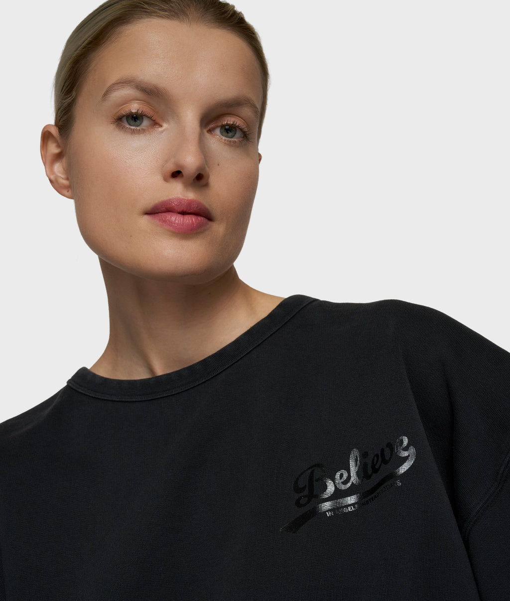 10DAYS Statement Sweater Believe | Dark Charcoal – Sudadera de mujer – Estilo casual – Tallas S, M, L