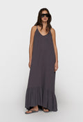 10DAYS maxi dress slub jersey 20-305-6202 steel blue