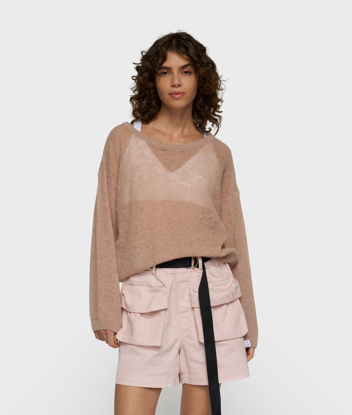10DAYS Thin Knit Sweater Light Fudge – vista frontal