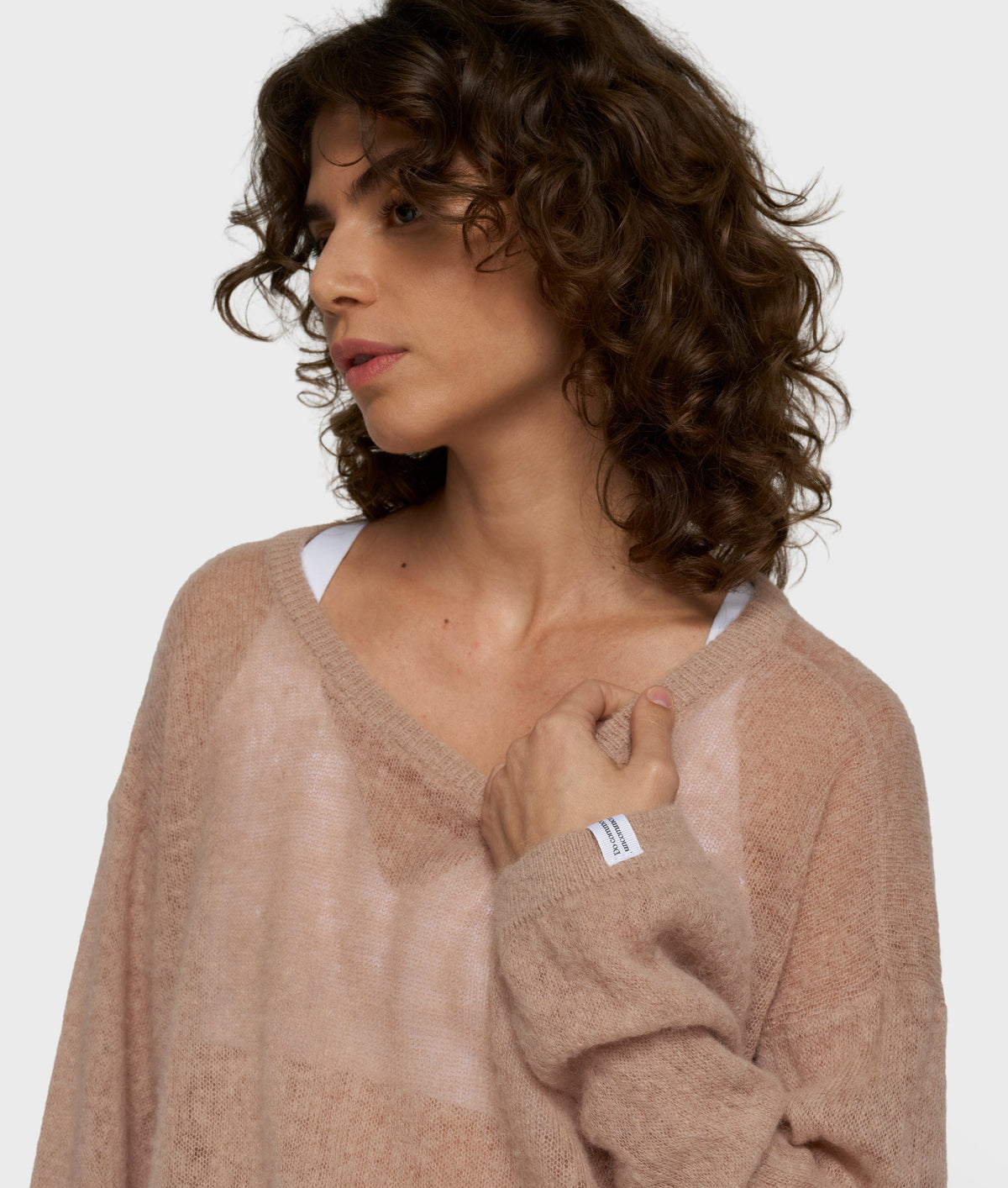 10DAYS Thin Knit Sweater Light Fudge – vista posterior
