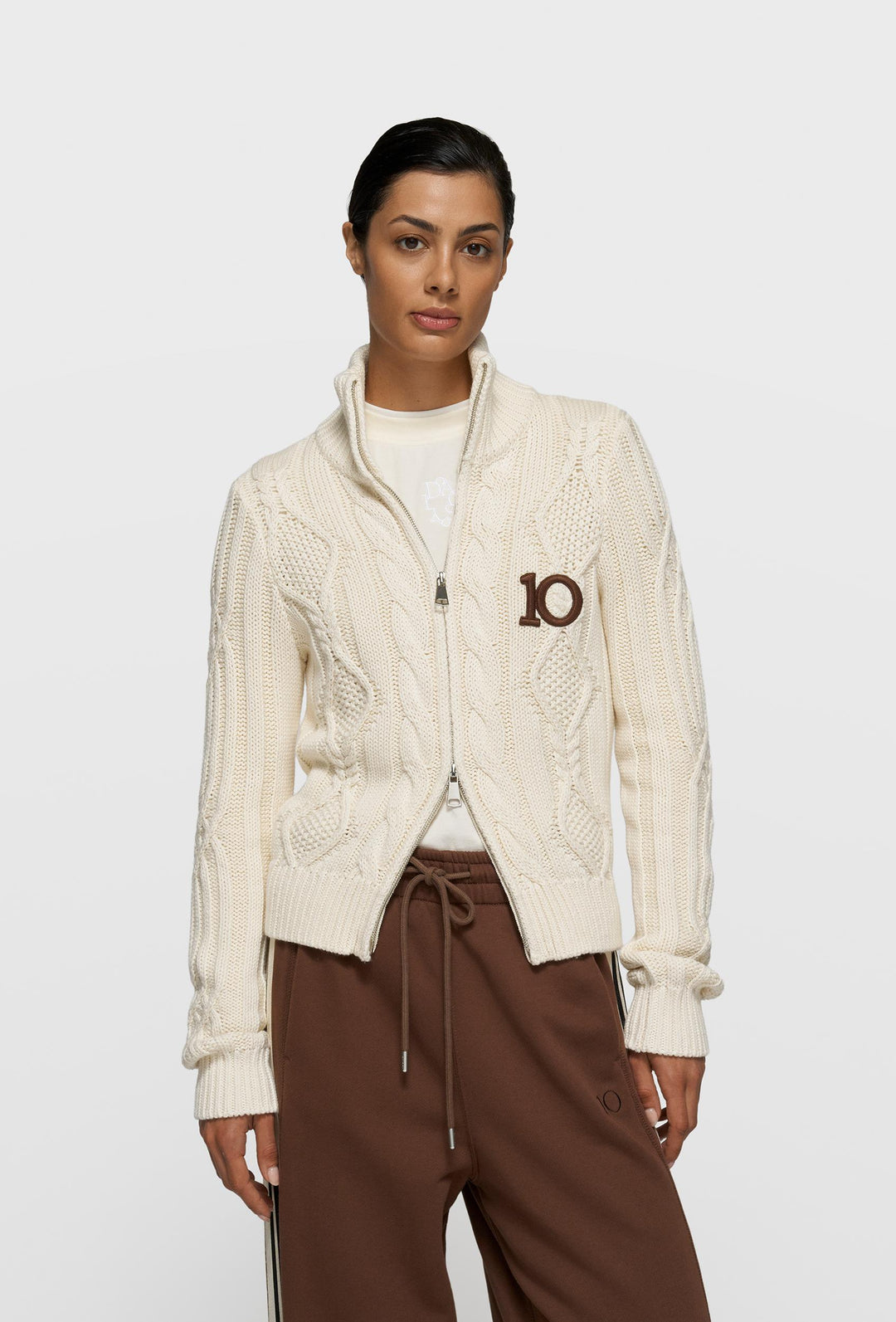 10DAYS cable knit zip 20-651-6201 Pearl