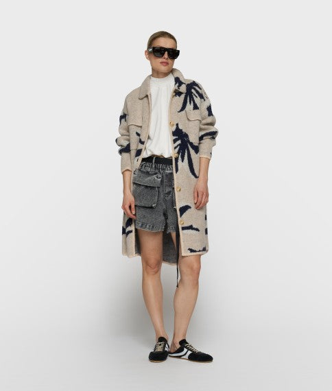 10DAYS Long Knit Jacket Flower 20-652-6203 Powder