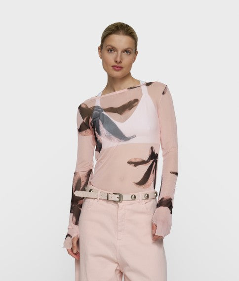 10DAYS Mesh Long Sleeve Flower 20-772-6203 Powder