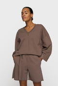 10DAYS V-neck fleece sweater 20-824-6202 Moonrock