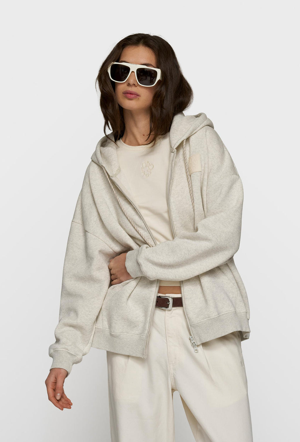 10DAYS Zip Cardigan soft white melee