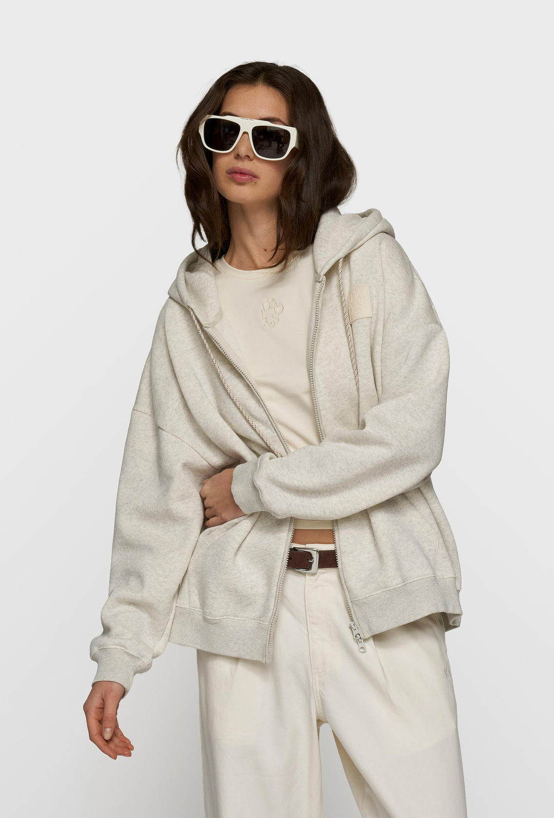 10DAYS Zip Cardigan soft white melee