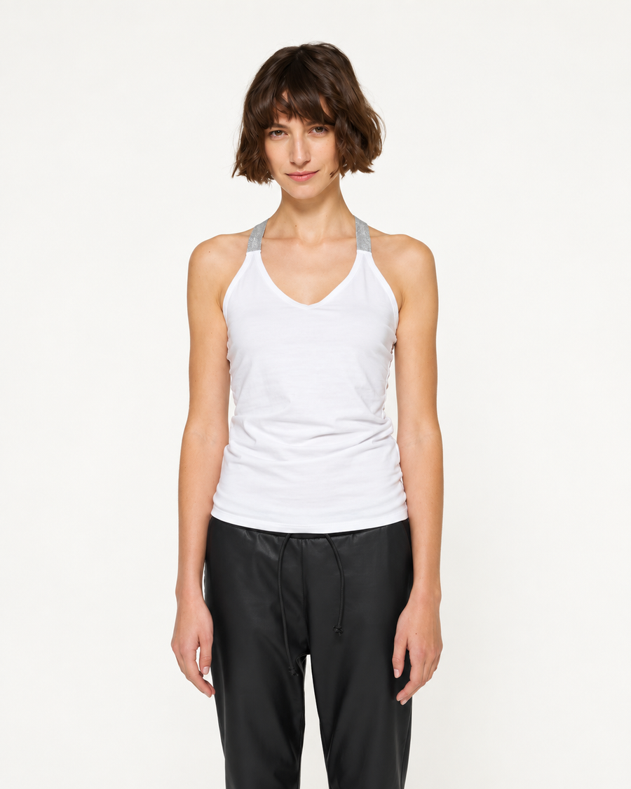 Top blanco 10DAYS Wrapper Lurex 25-707-9900, fotografía nítida