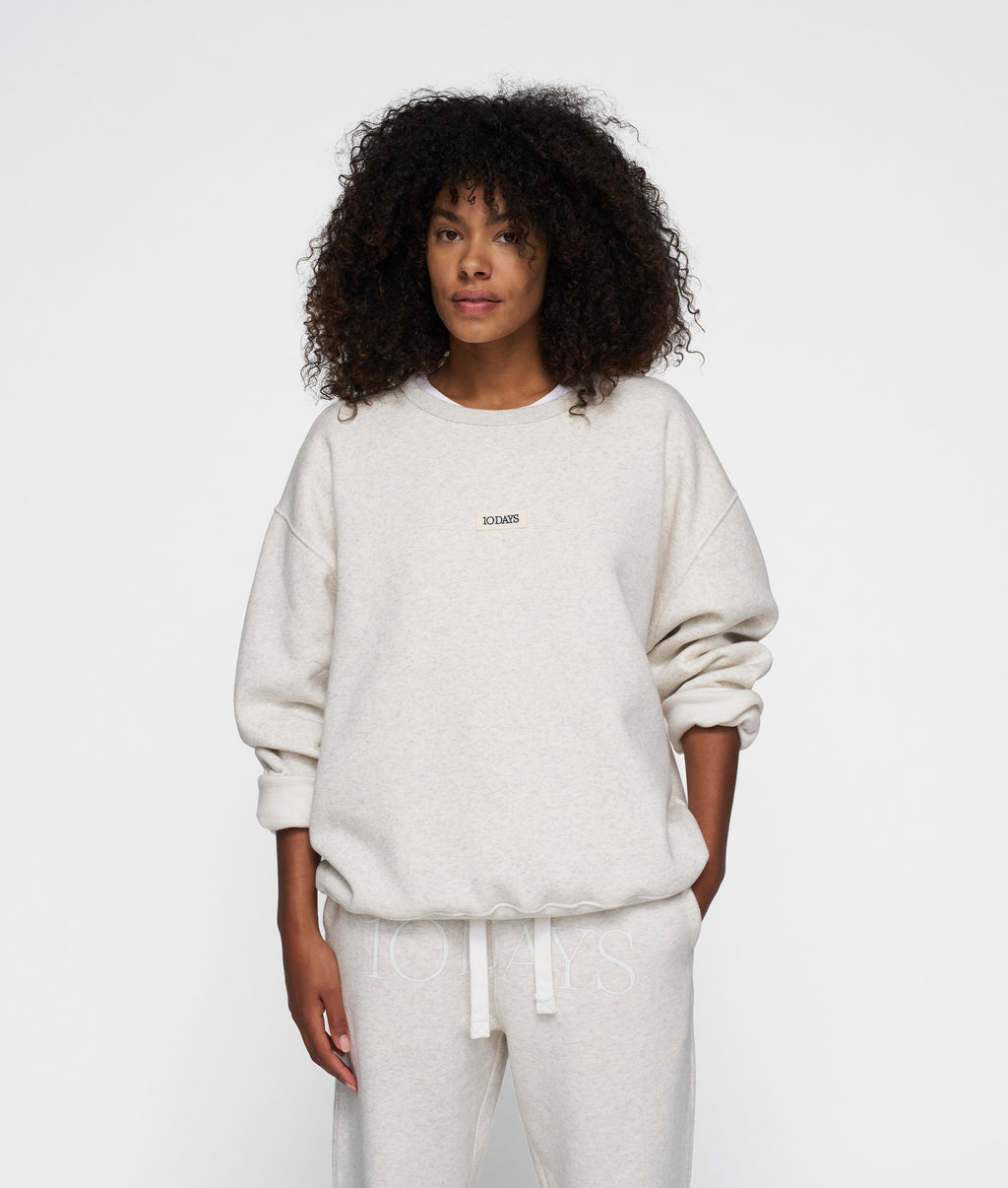10DAYS Clean Statement Sweater soft white melee – față