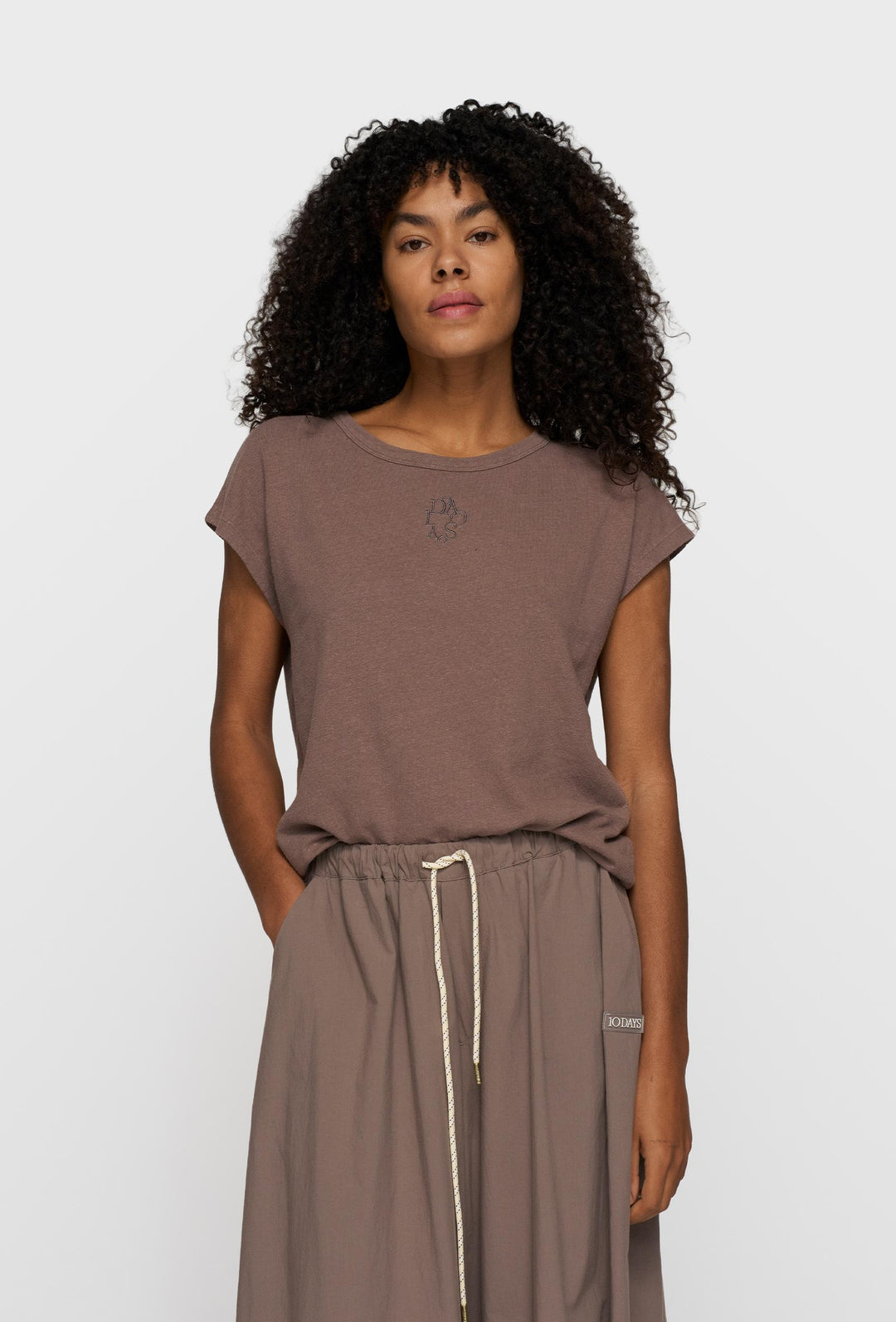 10DAYS Cotton Linen Tee Moonrock