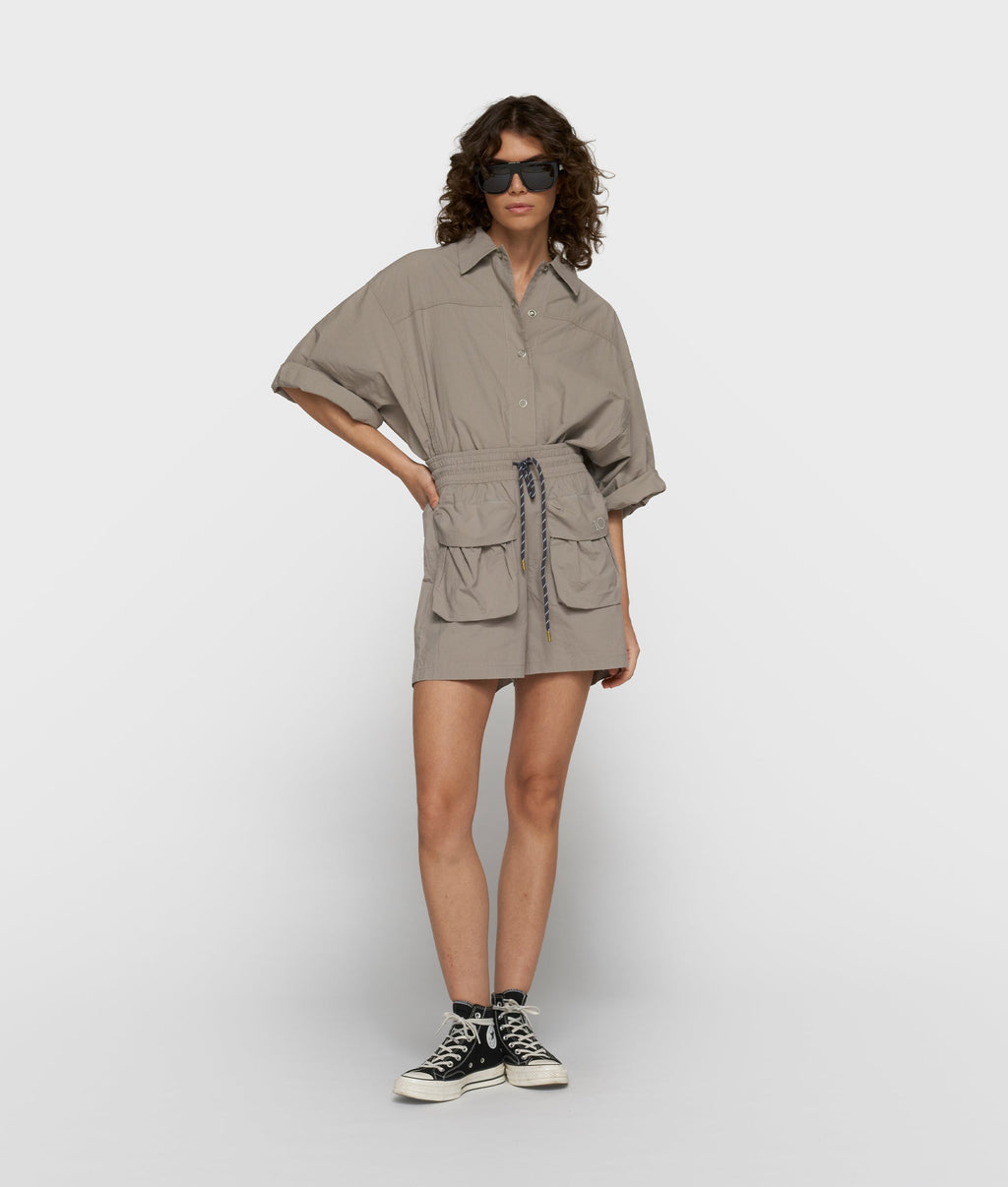 10DAYS Crinkle Utility Shorts Fog