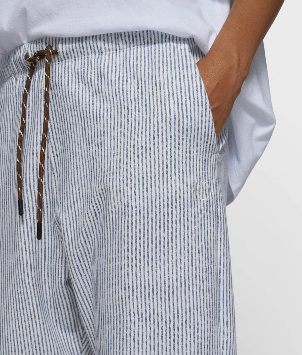 10DAYS Mid Jogger Stripes White Blue