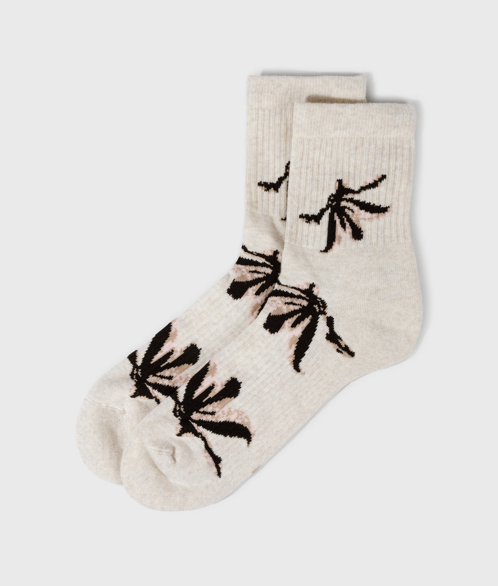 10DAYS socks all-over flower 20-931-6203 soft white melee