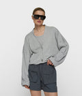 10DAYS soft rib cardigan 20-850-6203 light grey melee