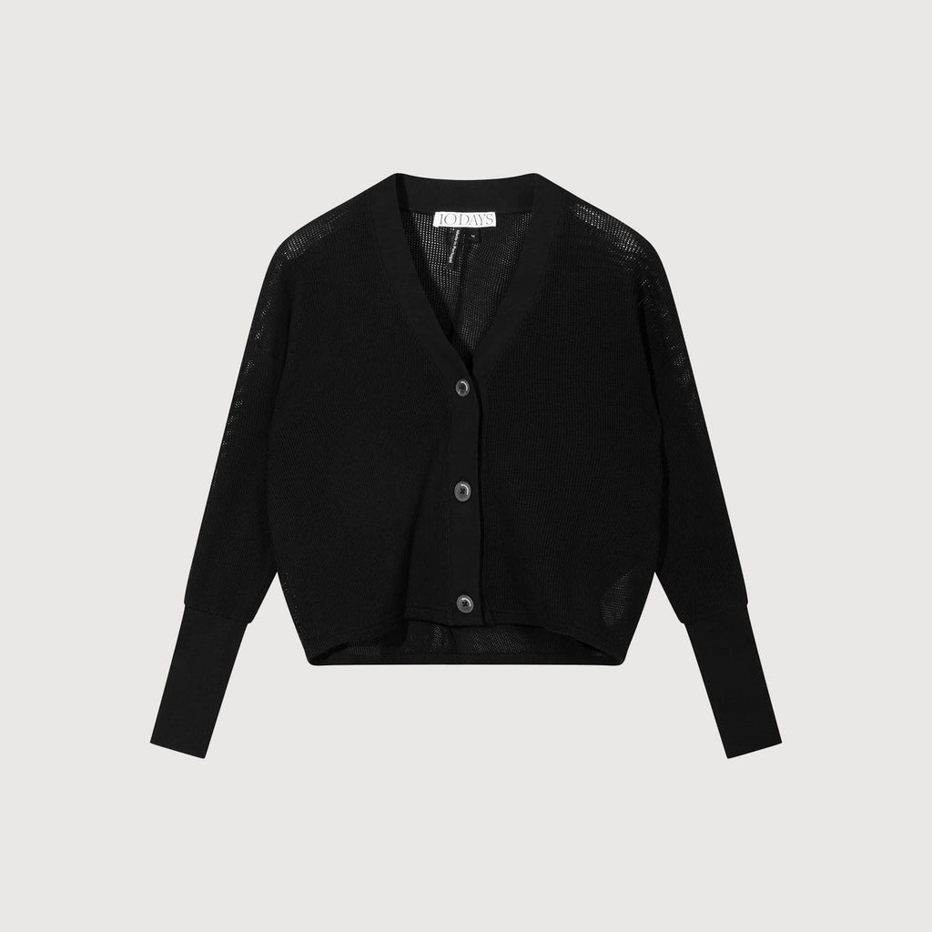 10DAYS V-Neck Cardigan Mesh Black