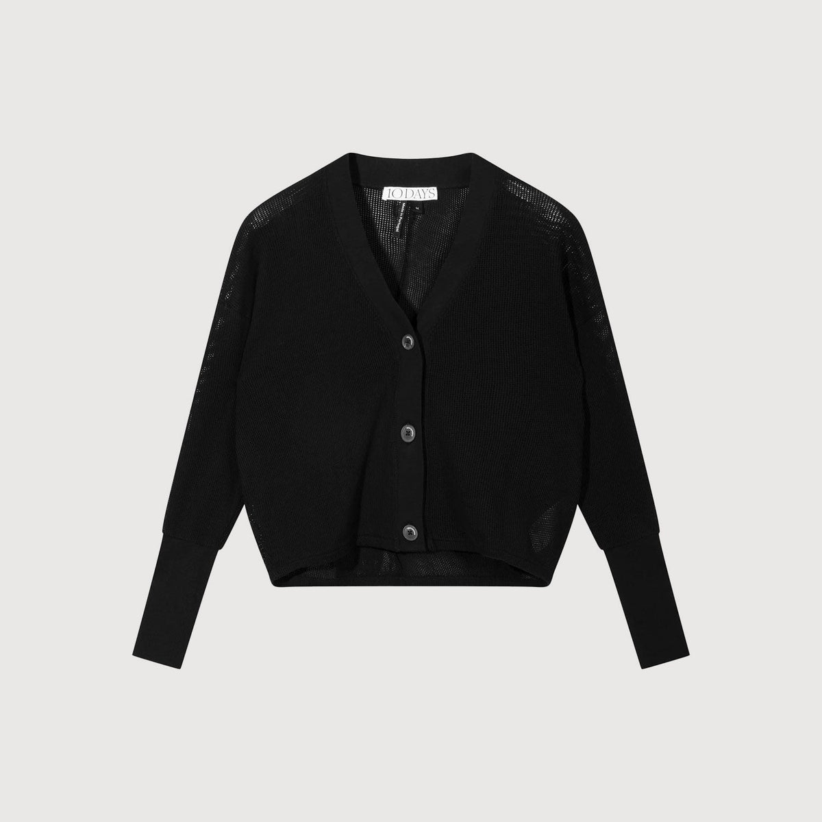 10DAYS V-Neck Cardigan Mesh Black