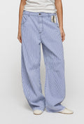 10DAYS Western Pants Stripes White Blue