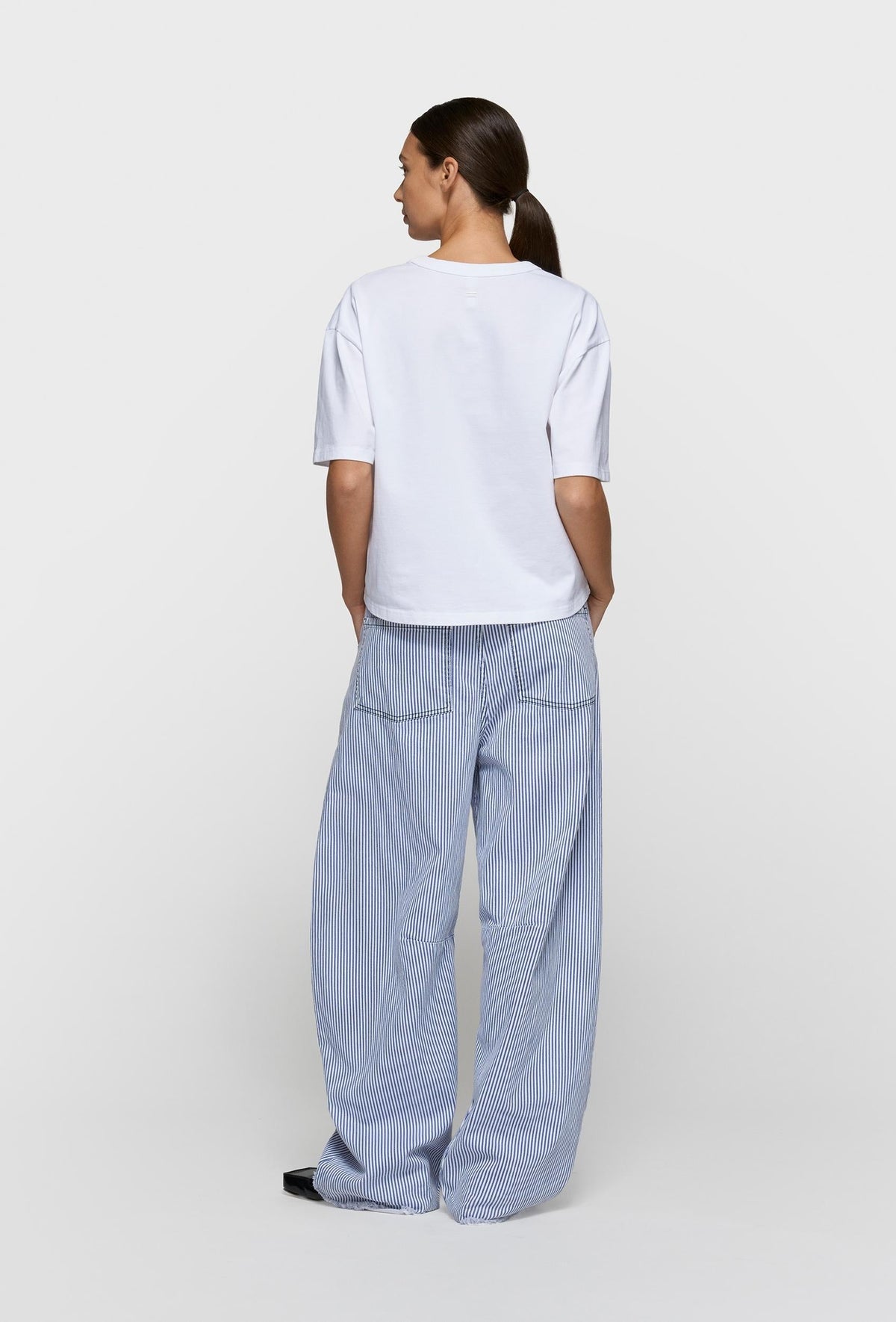 10DAYS Western Pants Stripes White Blue