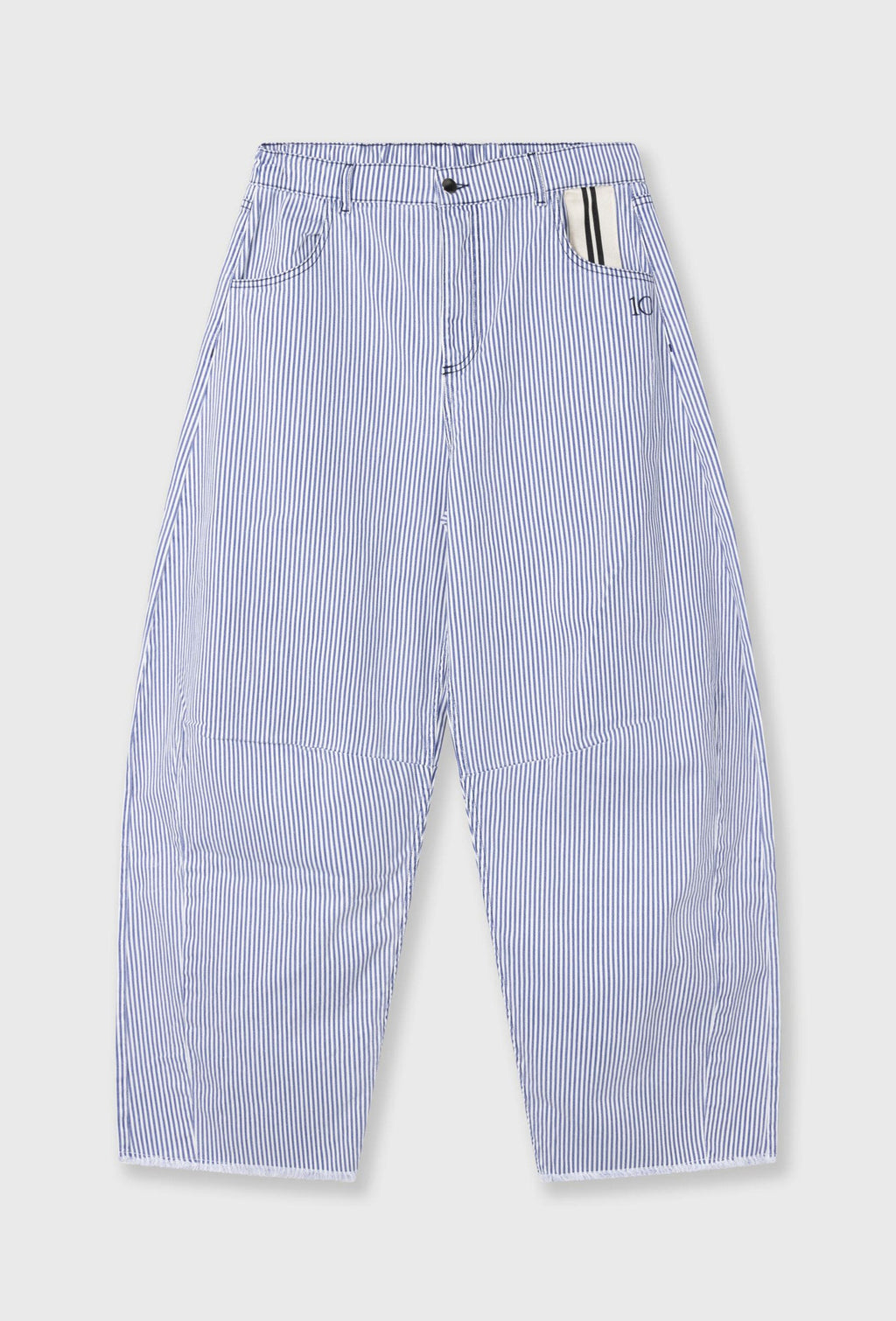 10DAYS Western Pants Stripes White Blue