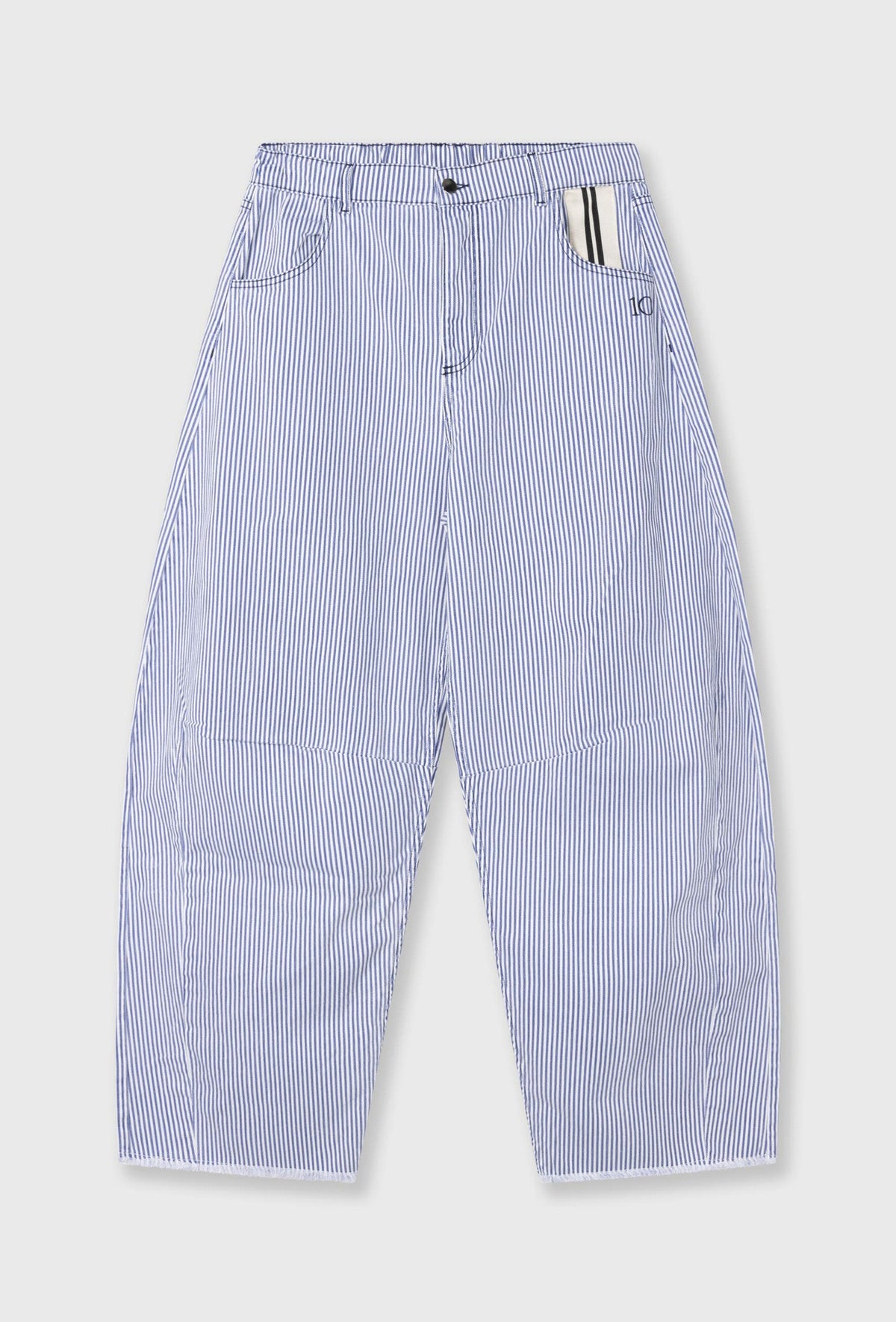10DAYS Western Pants Stripes White Blue