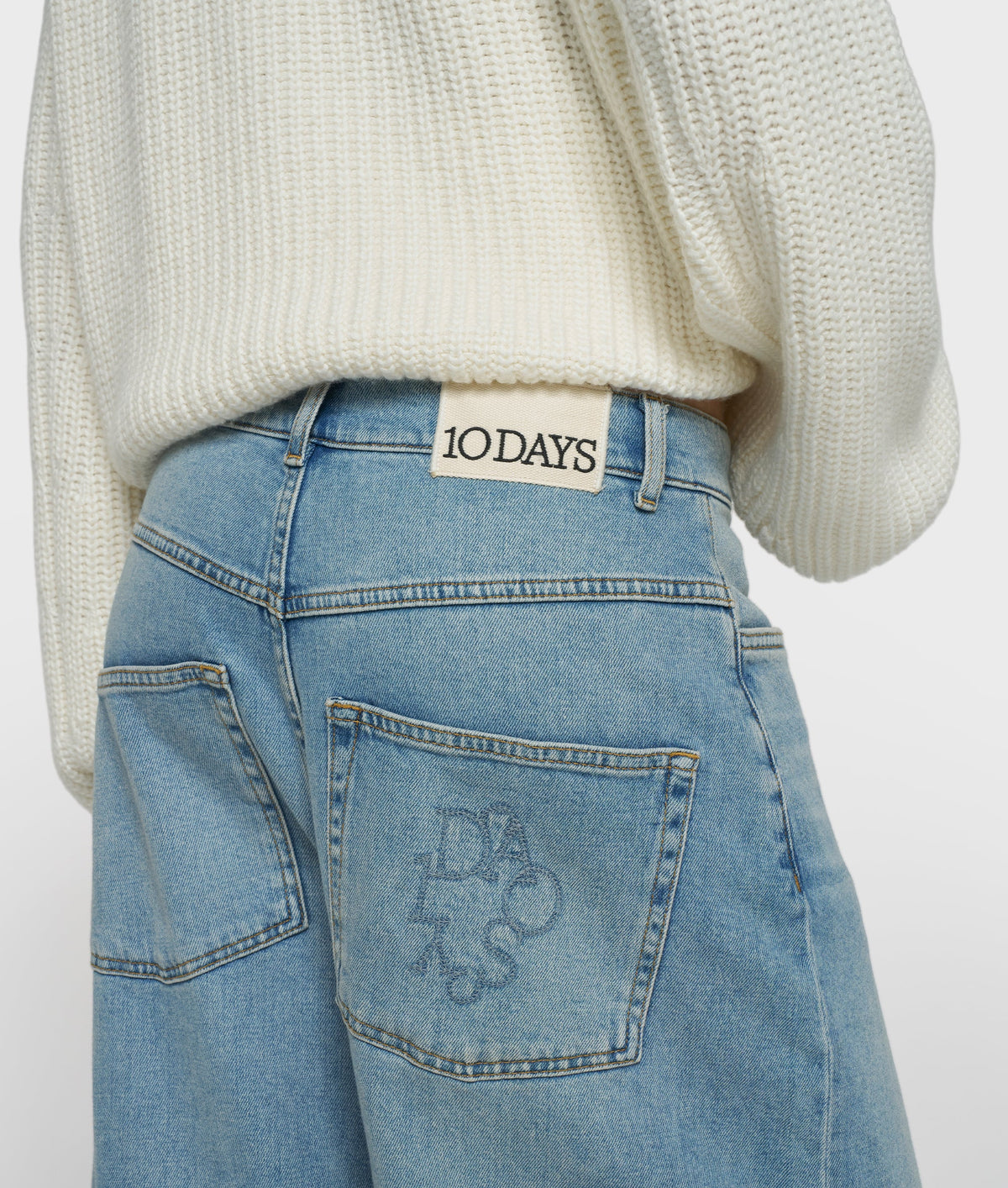 10DAYS Wide Tapered Denim Pants Blue Denim
