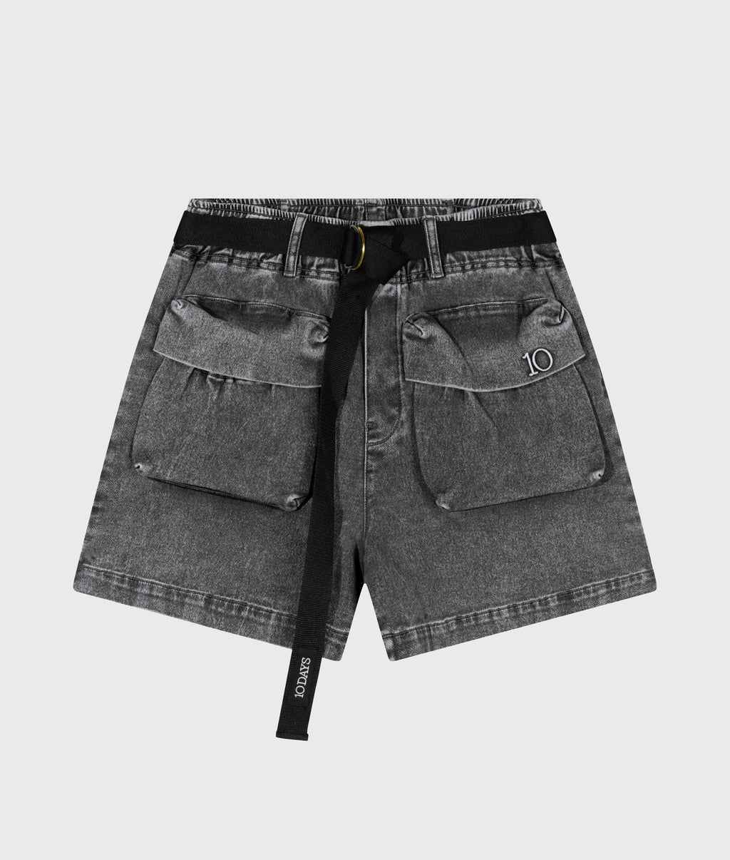 10DAYS Utility Shorts Jog Denim | Black – Bermudas de mujer – Estilo casual – Tallas M, L, XL