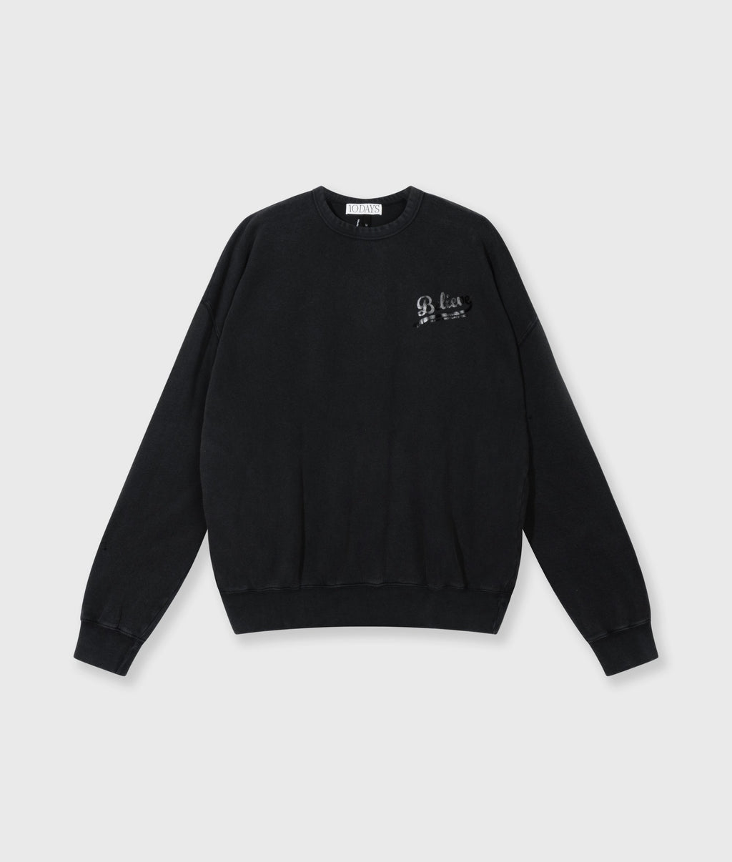 10DAYS Statement Sweater Believe | Dark Charcoal – Sudadera de mujer – Estilo casual – Tallas S, M, L