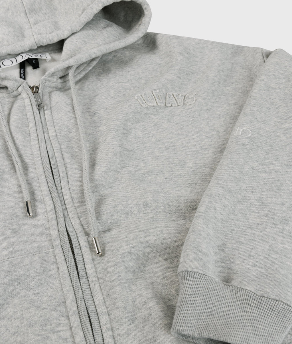 10DAYS Zip Cardigan | Light Grey Melee – Cárdigan de mujer con cremallera – Estilo casual elegante – Tallas M, L, 2XL