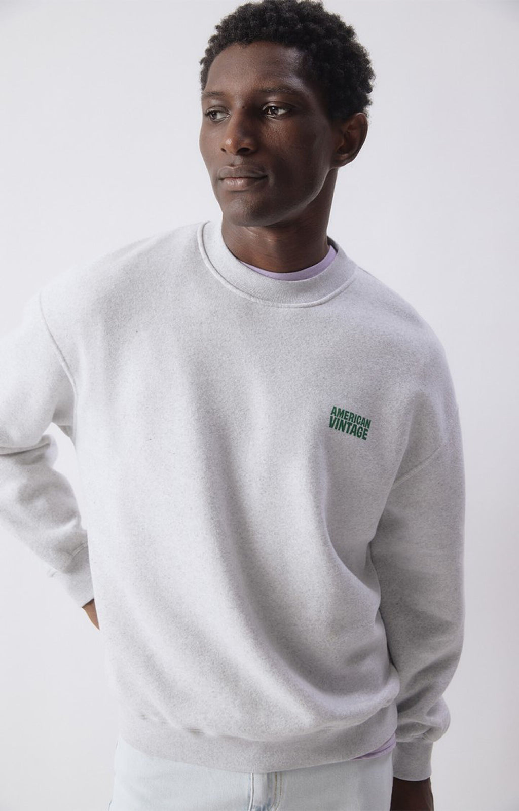 Sudadera Baptown American Vintage MBAP03BH26 gris jaspeado, vista principal