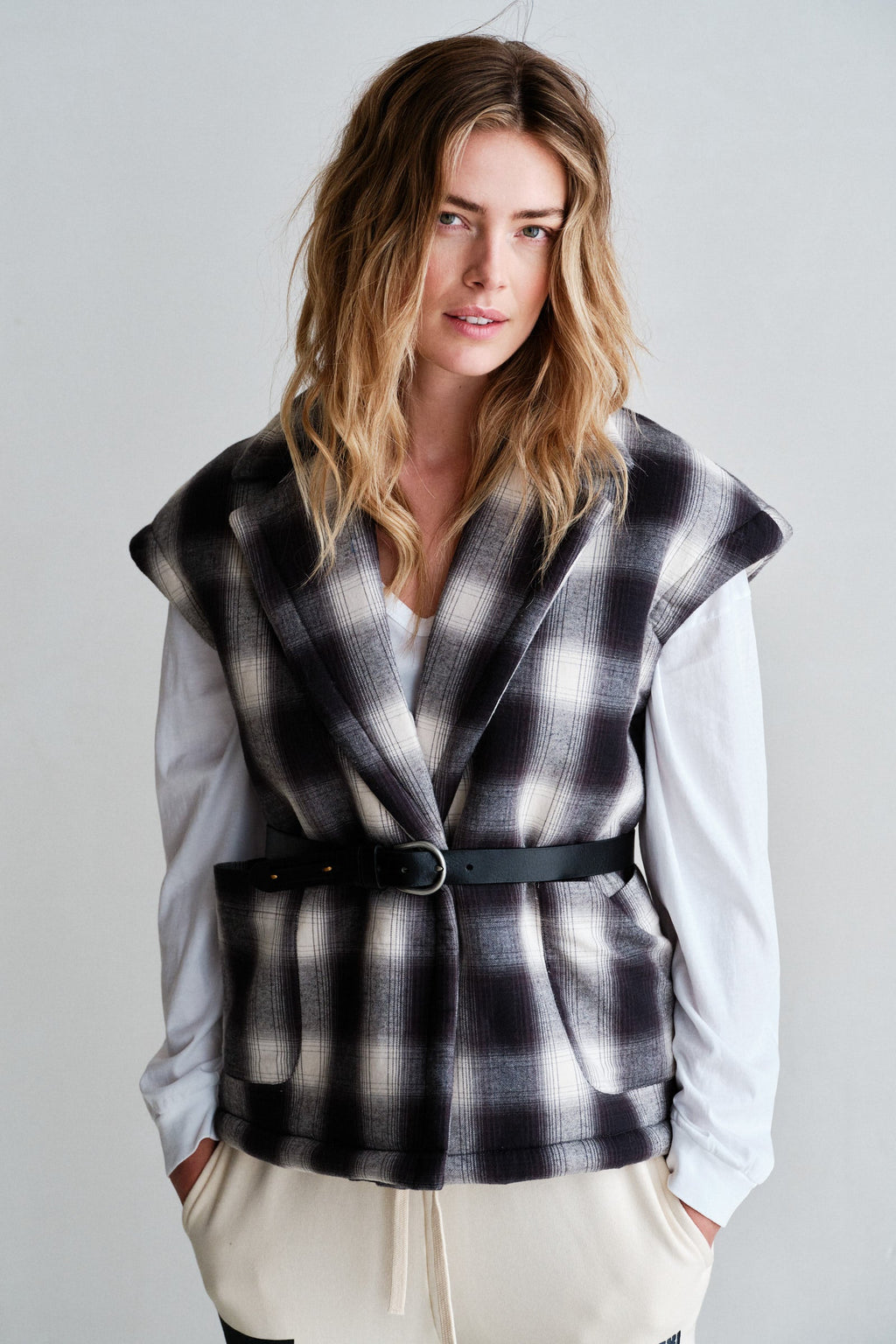 PENN&INK N.Y. Chaleco W26C390 — Grey Check