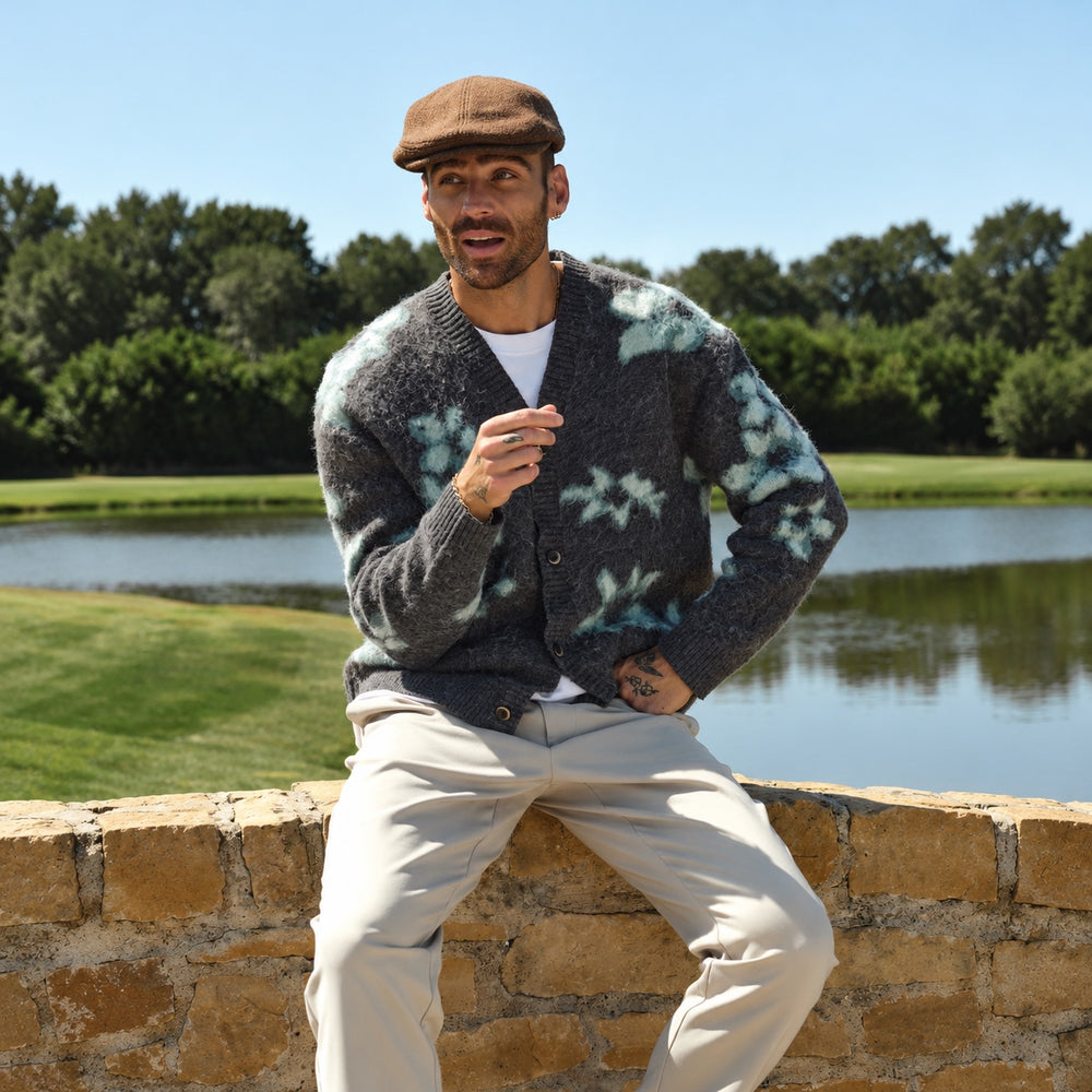 DSTREZZED DS_Sam Cardigan | Grey Green – Cárdigan para hombre – Estilo casual elegante – Tallas S, M, L, XL, XXL, XXXL