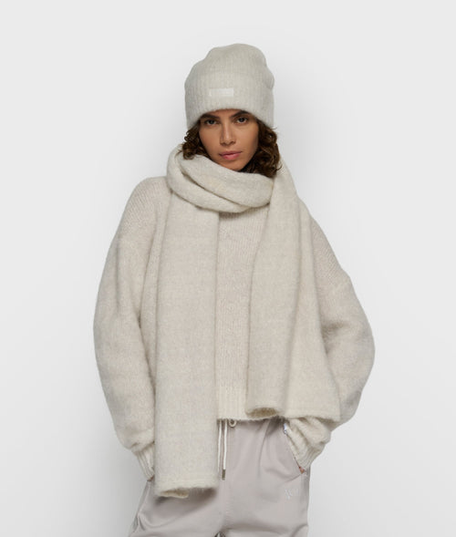 Hairy Knit Scarf Lurex Ecru