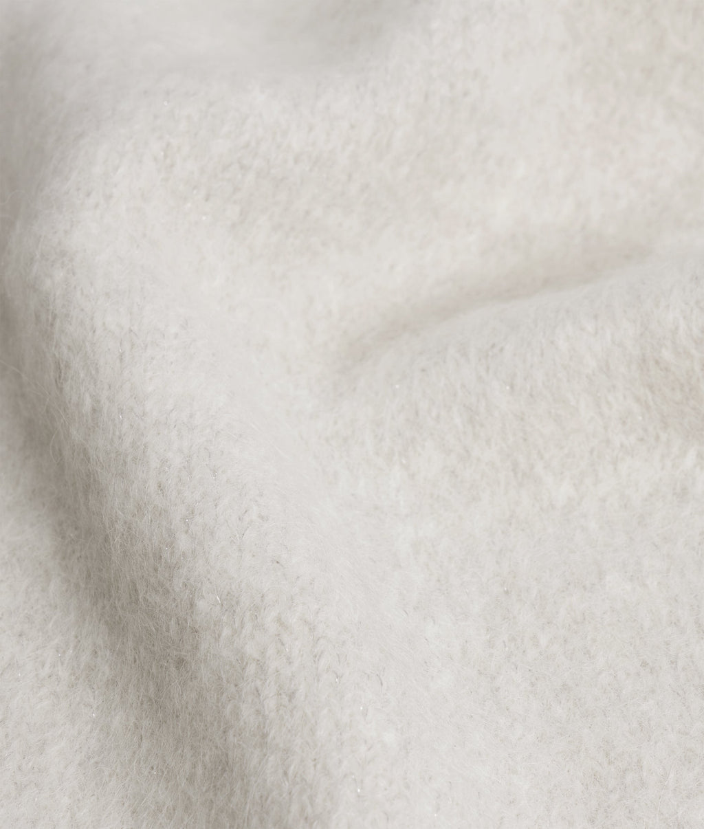Hairy Knit Scarf Lurex Ecru
