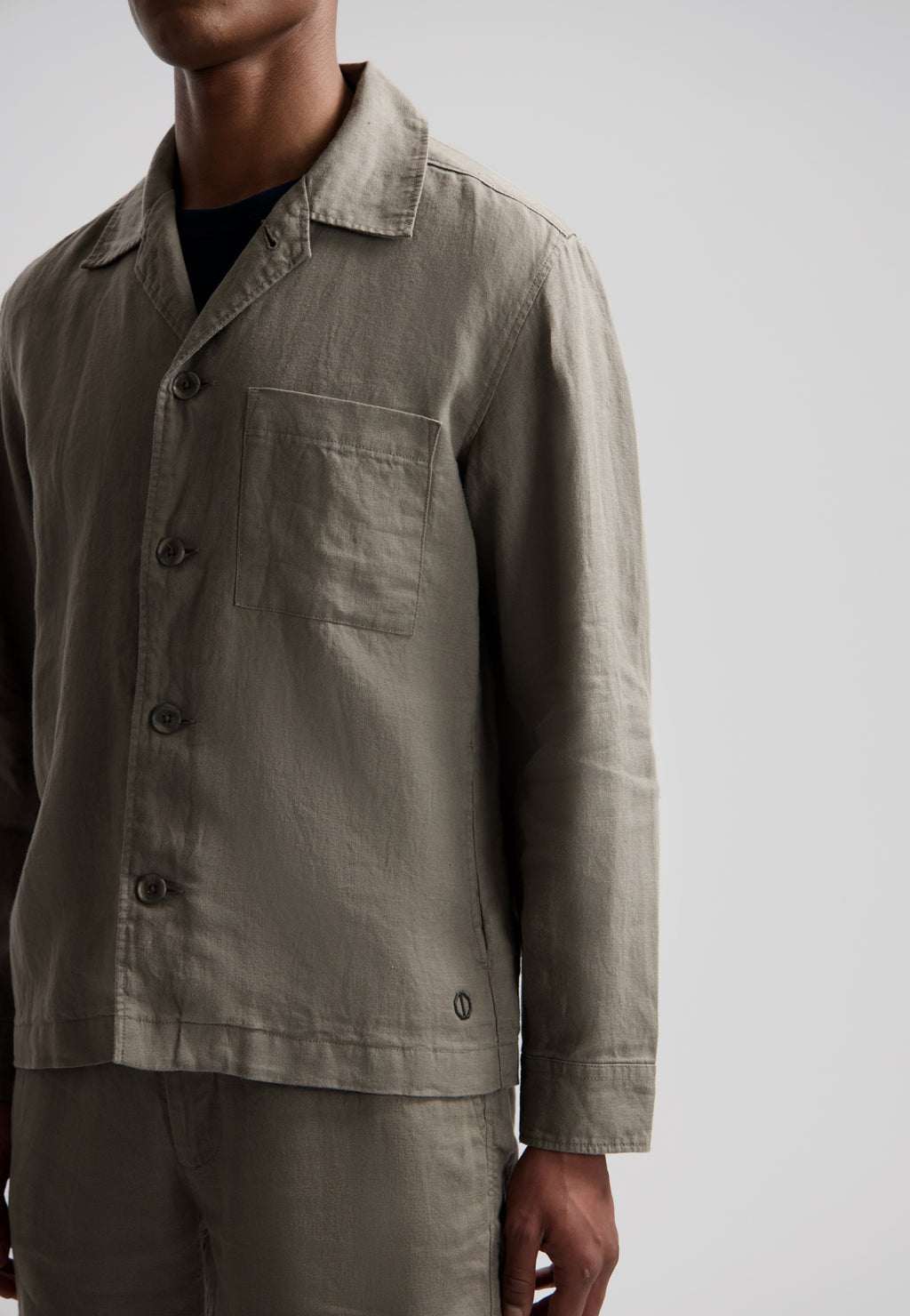 DSTREZZED Pierce – Sobrecamisa de lino 100% para hombre – Entretiempo – Grey Brown – Estilo mediterráneo – Tallas S, M y XXXL – vista adicional