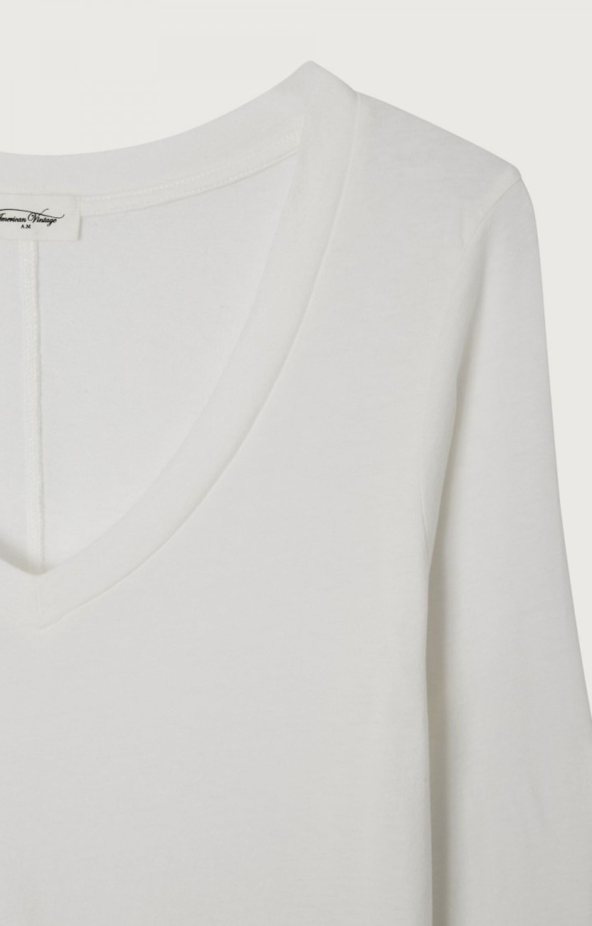 American Vintage GAMI02EH26 – Camiseta de mujer de manga larga y cuello de pico – Estilo casual – Tallas S, M, L – vista adicional