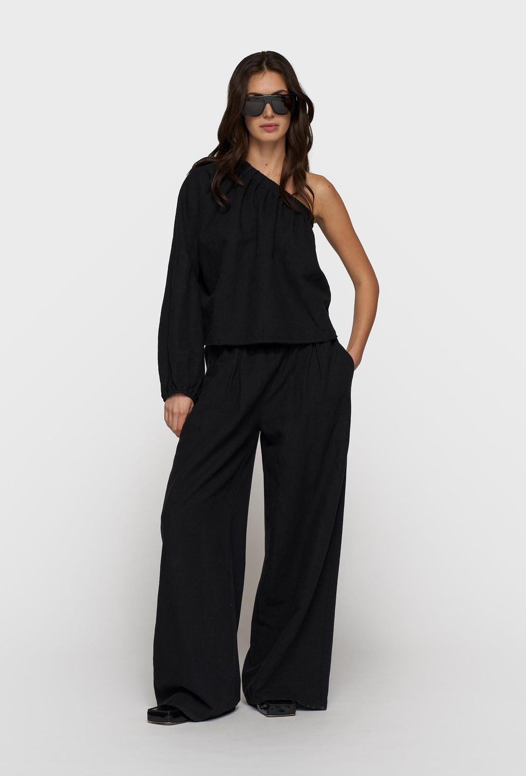 10DAYS – one shoulder top de mujer linen – Estilo mediterráneo – Tallas S, M, L – vista adicional