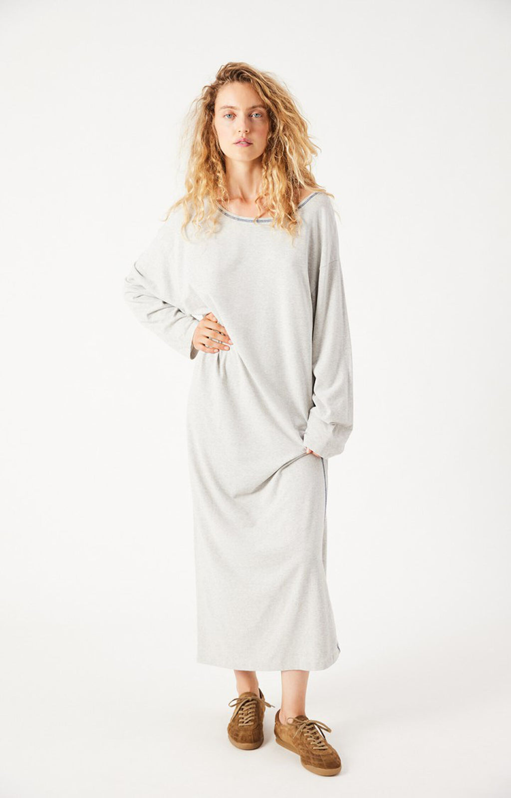 American Vintage CRI14AH26 – Vestido de mujer de manga larga y cuello barco – Estilo casual – Tallas XS/S, M/L – vista adicional