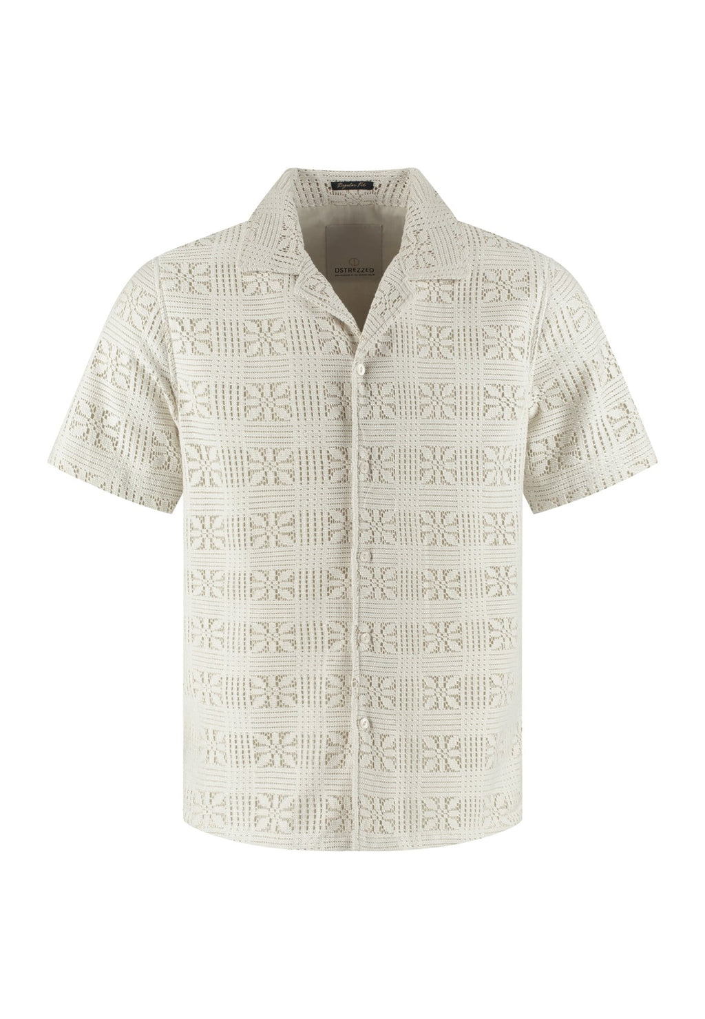 DSTREZZED DS_Luca Resort Shirt – Camisa de crochet para hombre – Silver Birch – Estilo boho chic – Tallas S, M, L – vista adicional